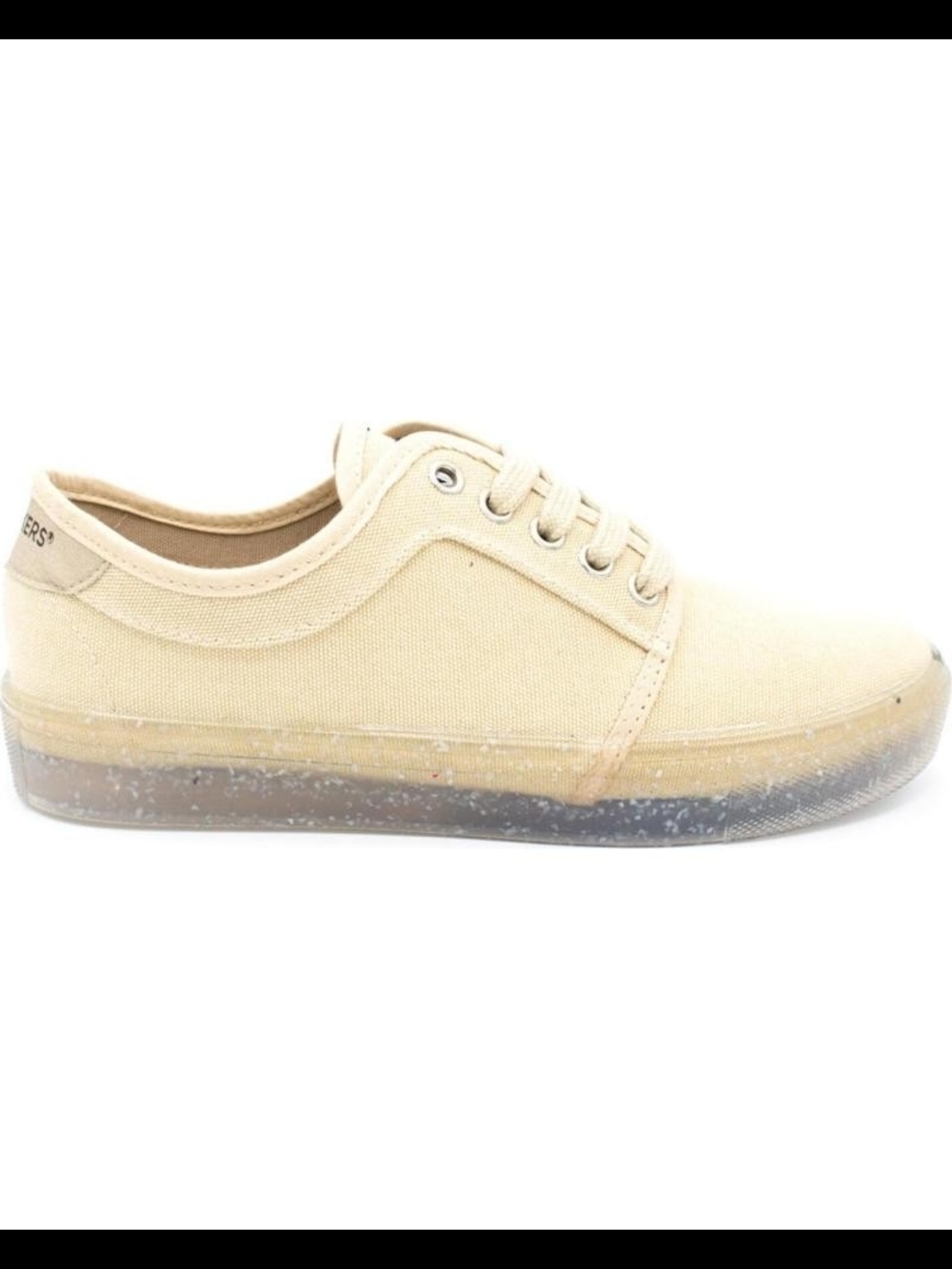 Beige Canvas Low-Top Sneaker with Clear Speckled Sole